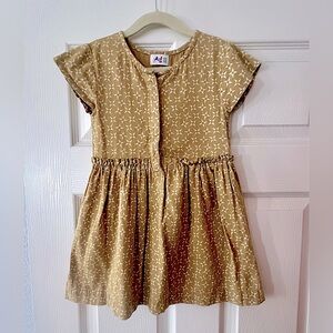 Yellow Gold Casual Sundress with Flutter Cap Sleeves
